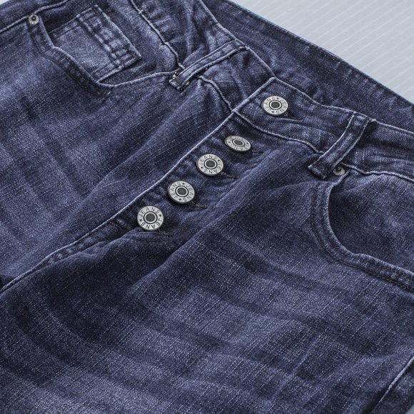 Button Fly Raw Hem Flared Jeans with Pockets - Picture 8 of 14